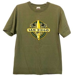 🌞 Anvil Green Short sleeve San Diego Surf Club USA California Sunshine tee M
